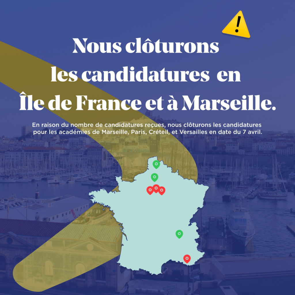 Clôture des candidatures pour l'année 2026 (IDF et Marseille)